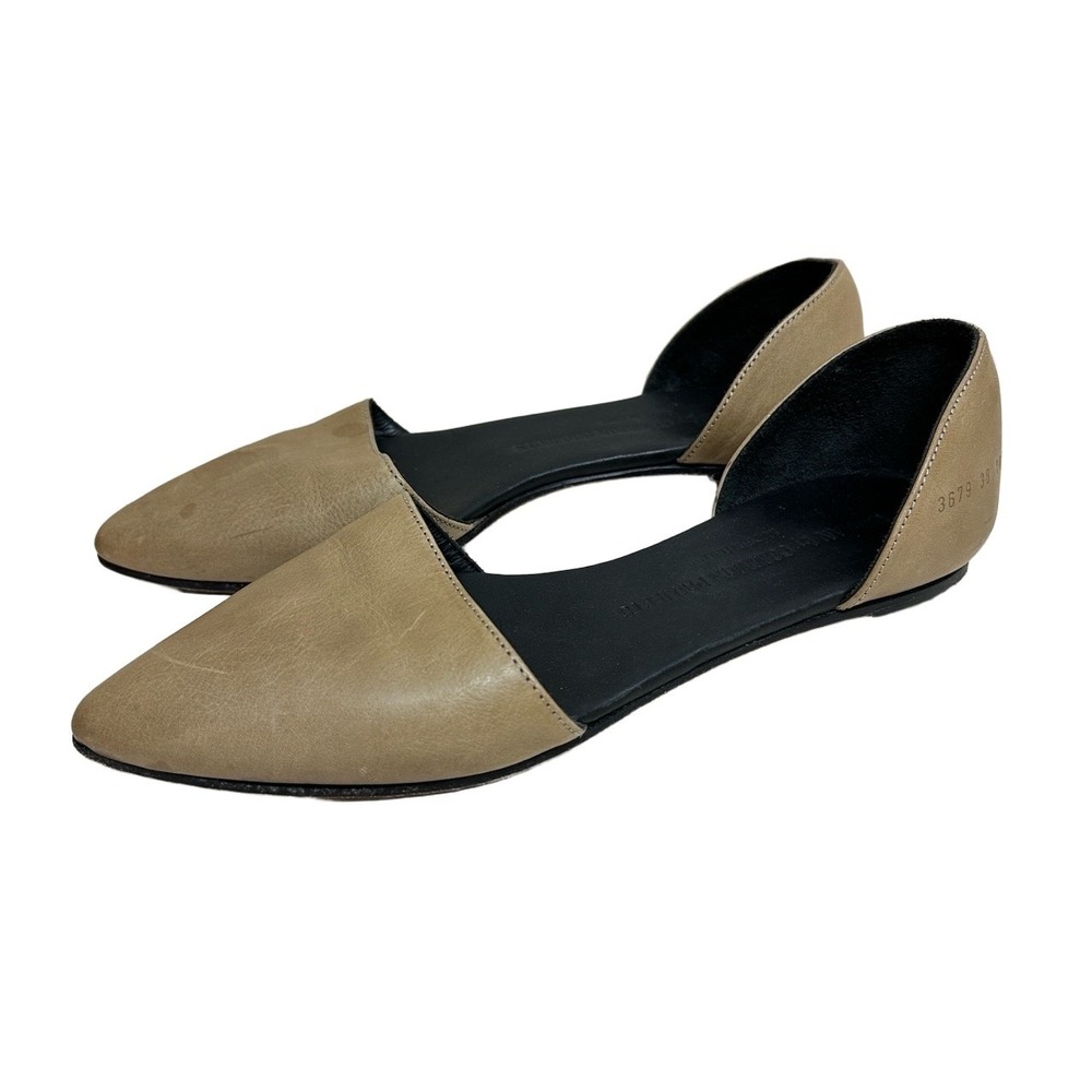 Common Projects Woman Pointed Toe D'Orsay Leather Flat Tan Beige 3679 EU 38 US 8